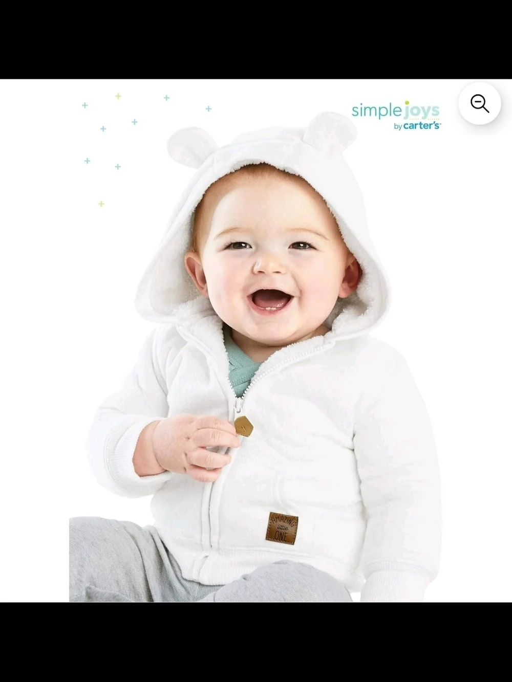 Carter's Cream Sherpa Lined Zip Hoodie with Ear HoodSimple Joys by Carter's Baby